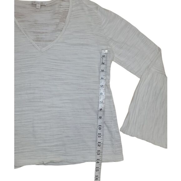 Minnie Rose Boho White Bell Sleeve V-neckline Shirt L - Picture 11 of 15